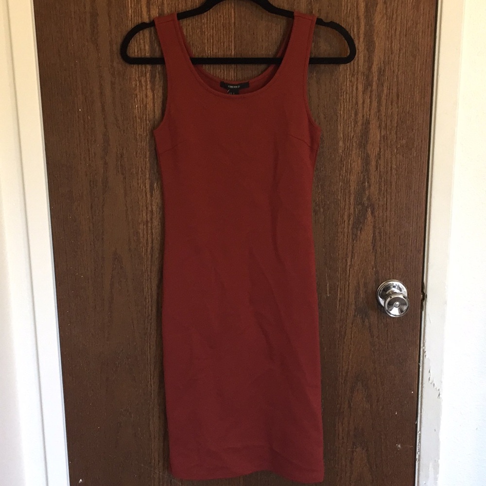 Midi rust colored dress.